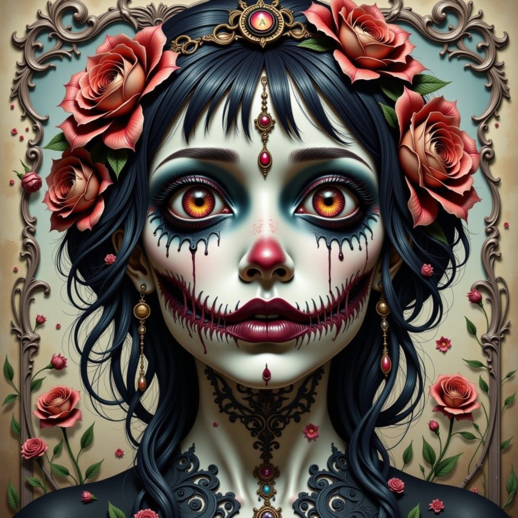 Nightmarish Emo Figure in Decaying Dreamscape