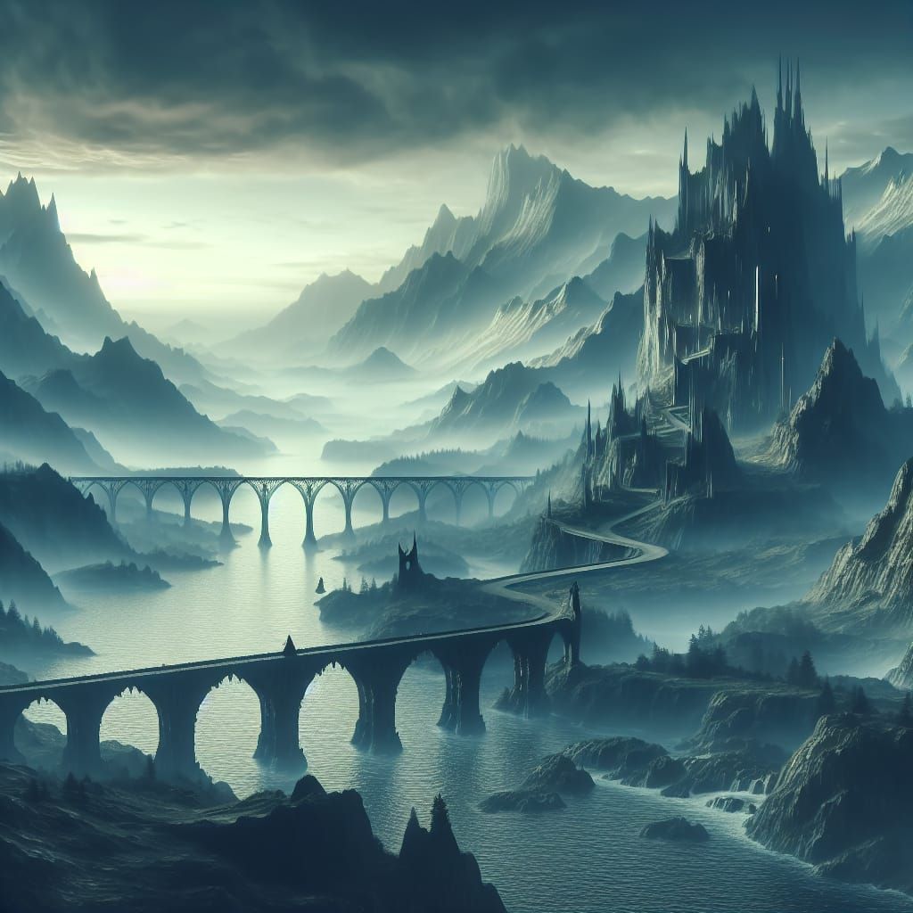 Ethereal Gjallarbru Bridge Spanning the Realm of Hel