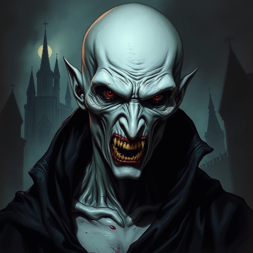 Ethereal Vampire in Dark Gothic Atmosphere