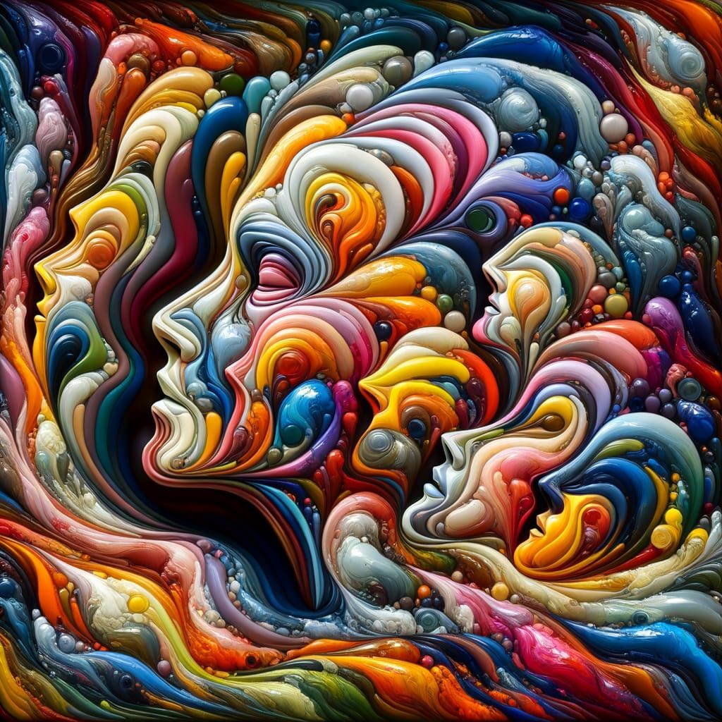 Multicolored Wax Faces in Abstract Harmony