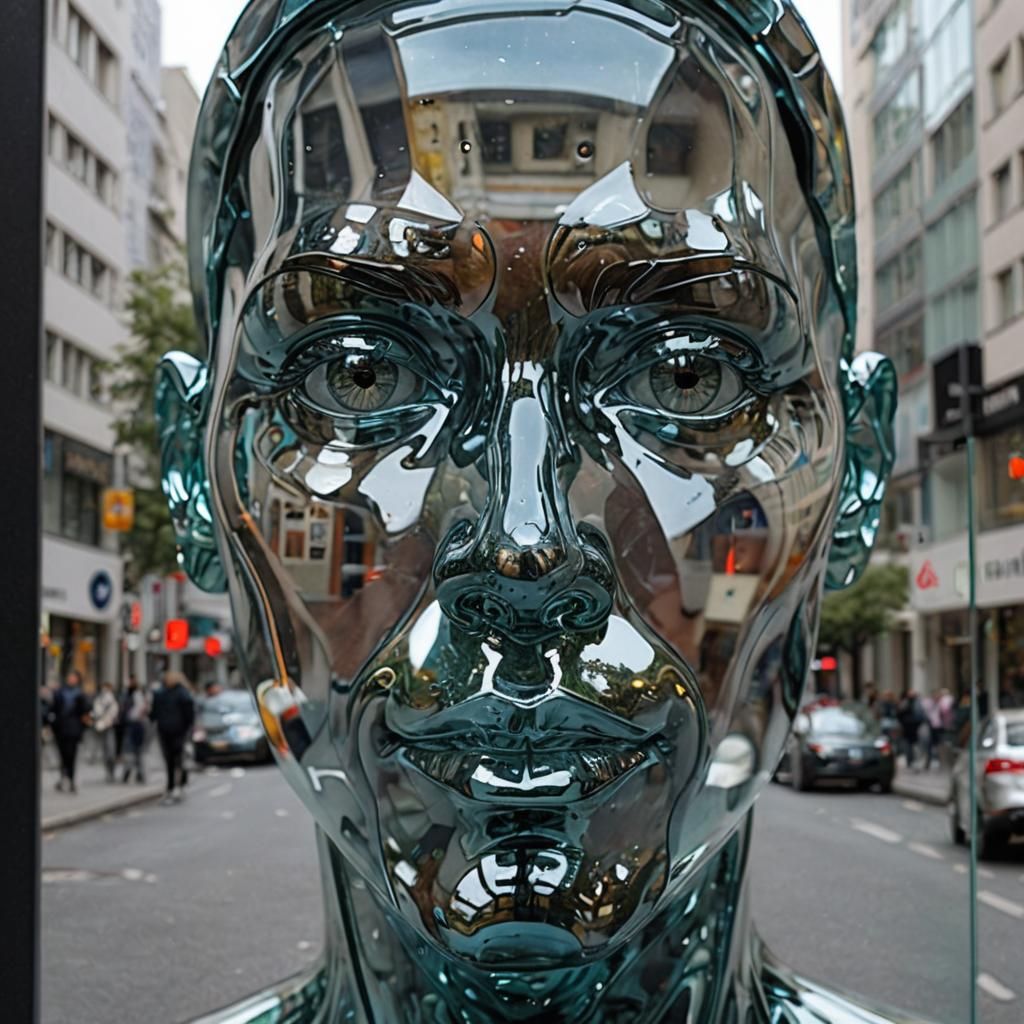 Glass Face Portrait in a Futuristic Aesthetic