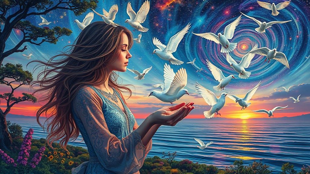 Psychedelic Summer Night at a Cosmic Cafe