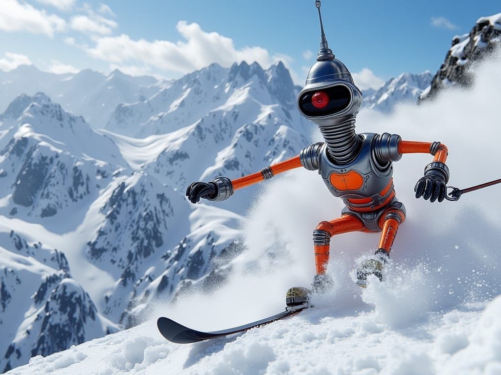 Bender Skiing Swiss Alps: Realistic Photo