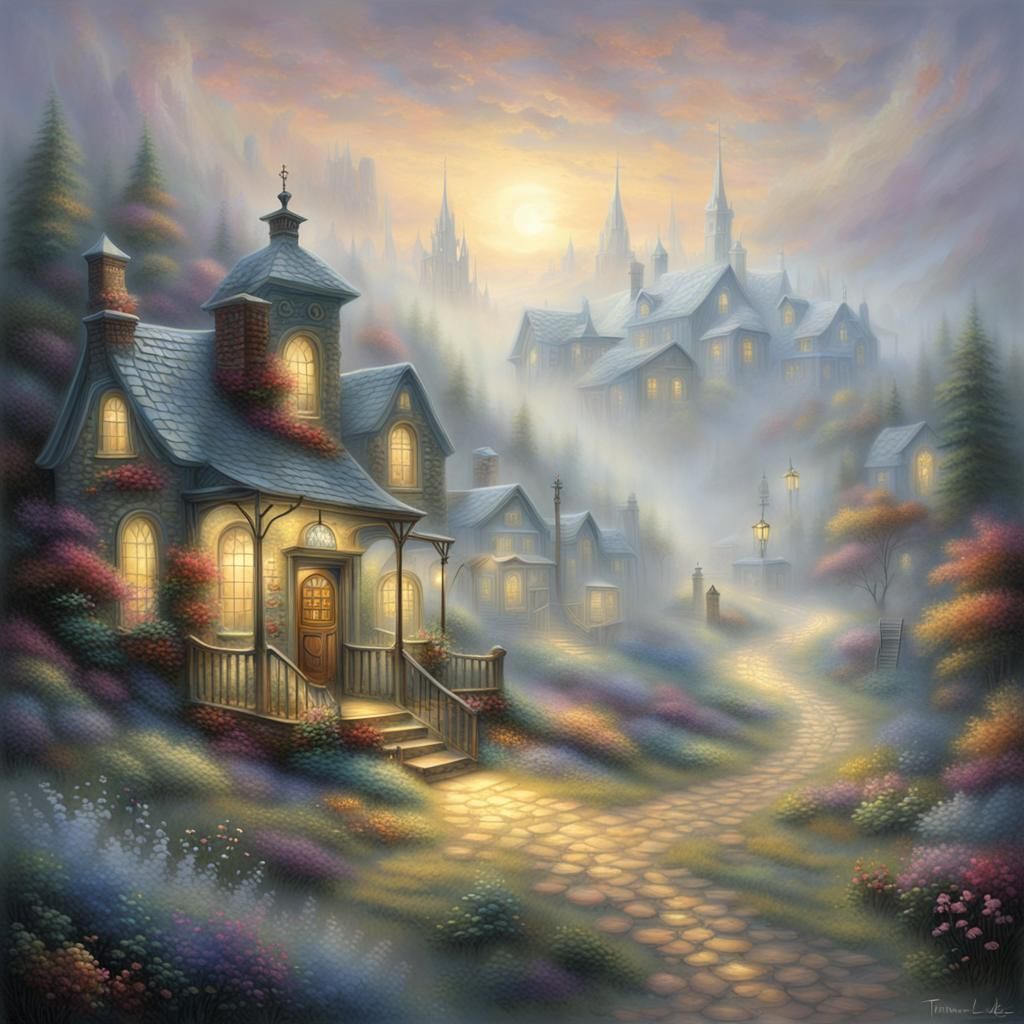 Ghostly Townscape in Ethereal Fantasy Style