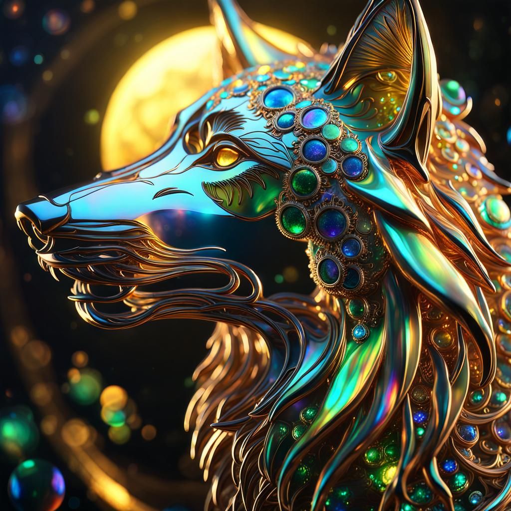 Iridescent Wolf made of Glass