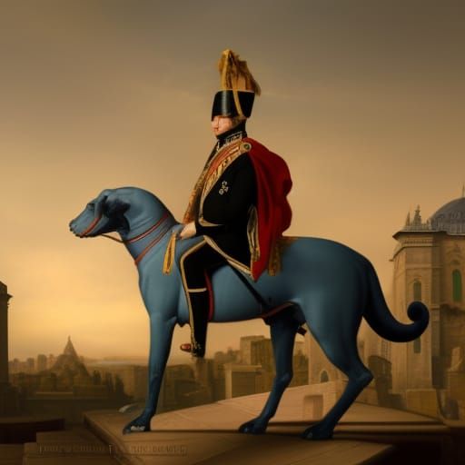 Napoleon Bonaparte and the Sphinx in a Dreamlike Cathedral S...