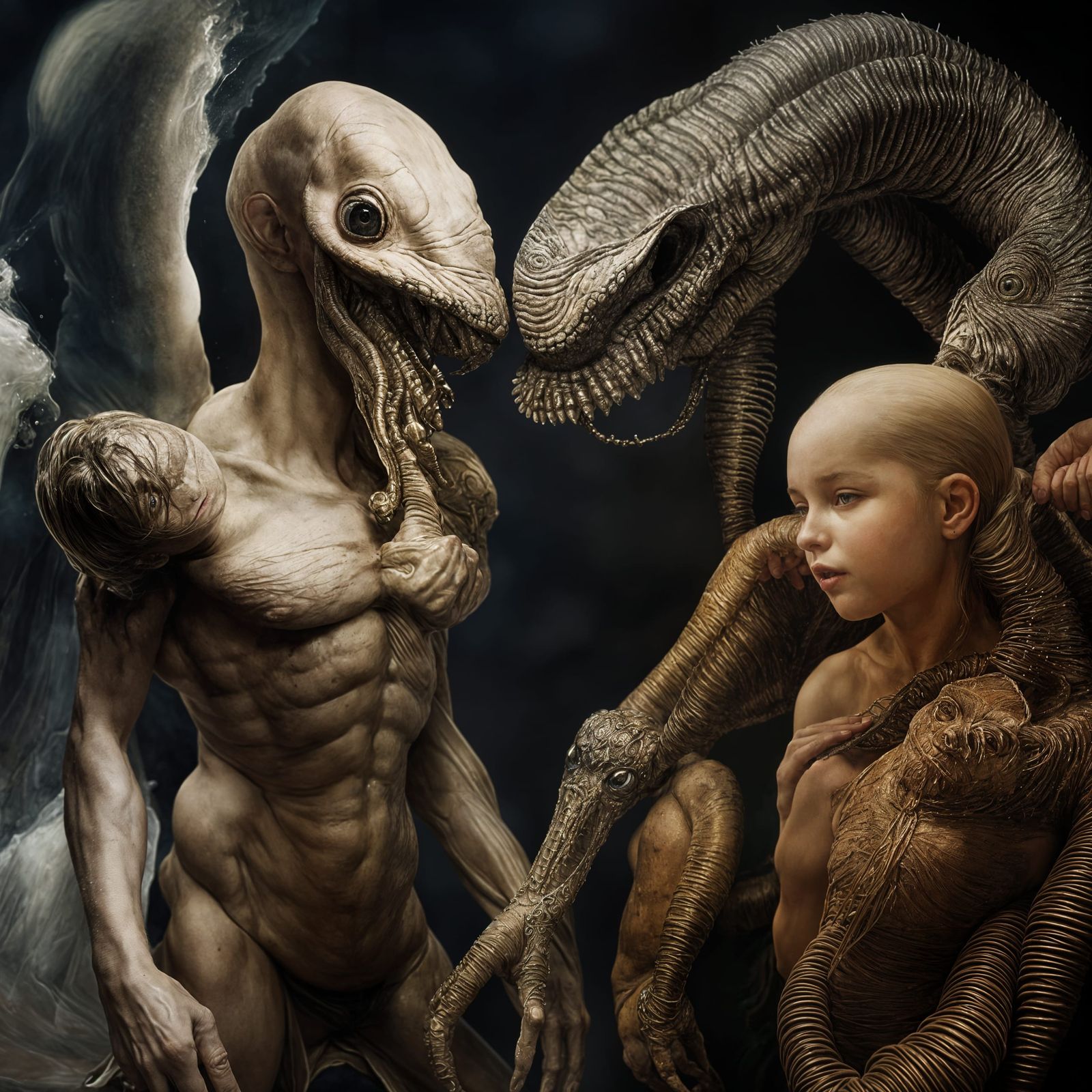 Hyperrealist Waiter in Ornate Surreal Painting