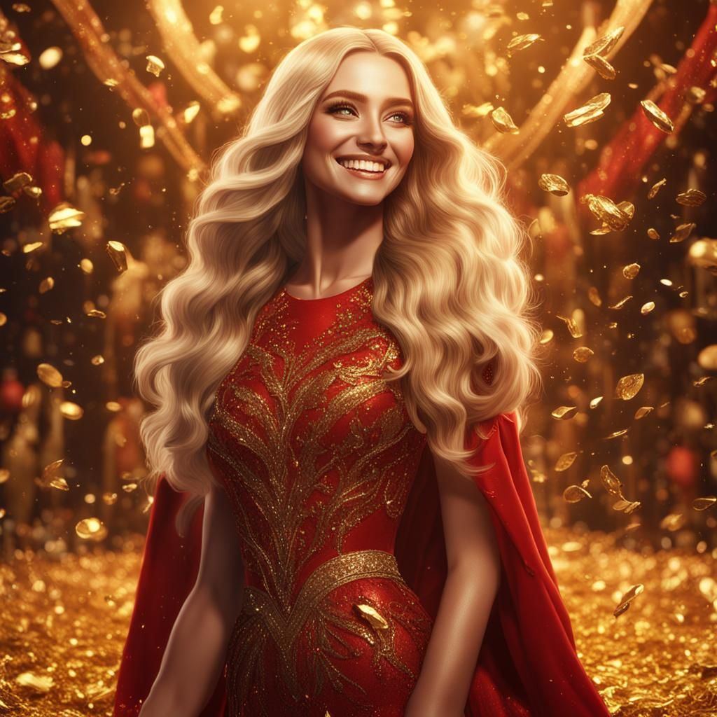 Enchanting Fantasy Beauty Adorned with Gold