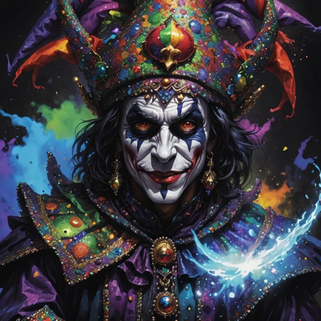 Gothic Jester's Descent into Madness in a Medieval Castle