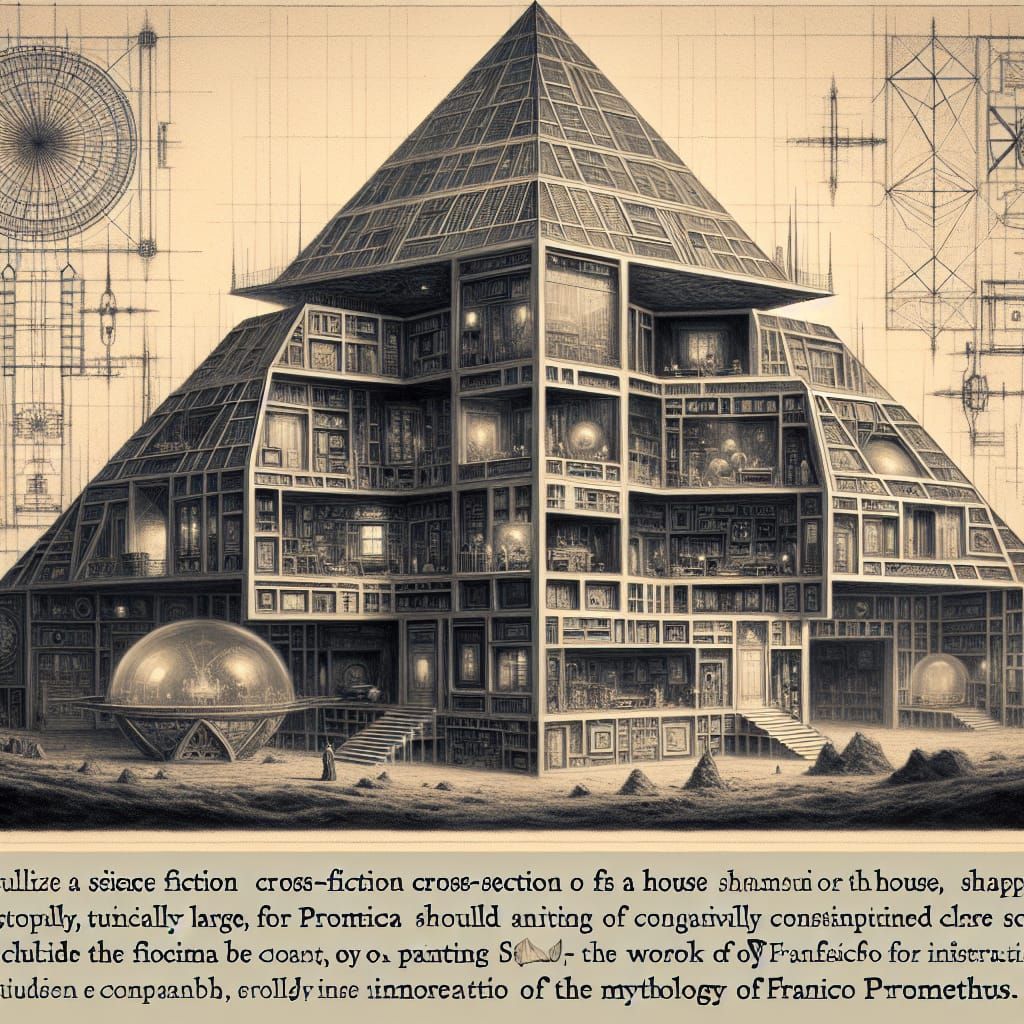 Pyramidal Sci Fi Mansion Unveiled in Intricate Cross-Section