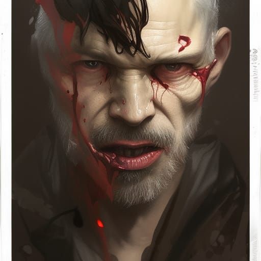 Eldritch Horror Serial Killer Portrait in Vibrant Triadic Co...