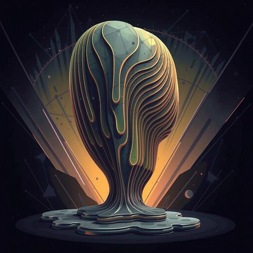 Neo-Cubist Surrealism: Melting Forms in Rich, Matte Backgrou...