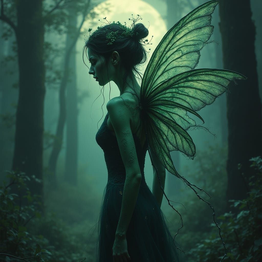 Ethereal Fey Woman in Toxic Forest