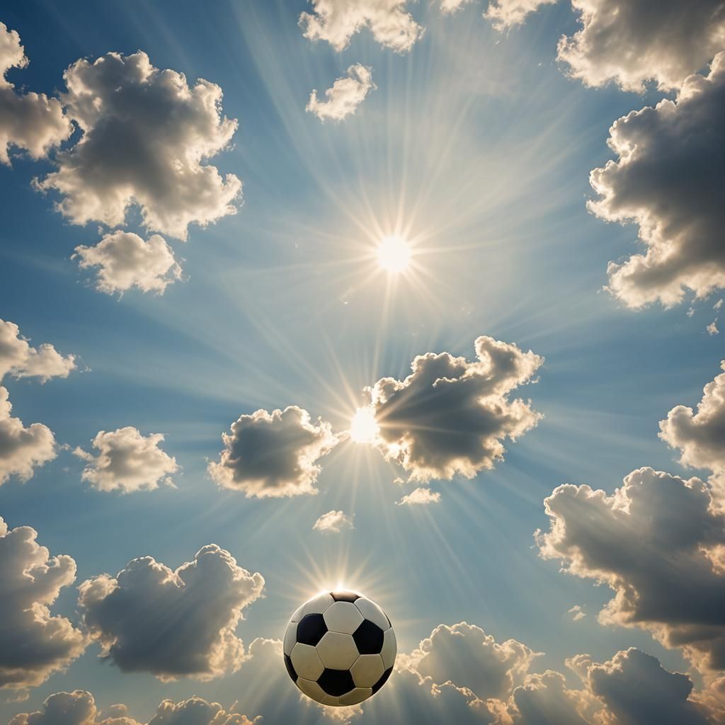 Soccer Scene Illuminated by Heavenly Sunshine