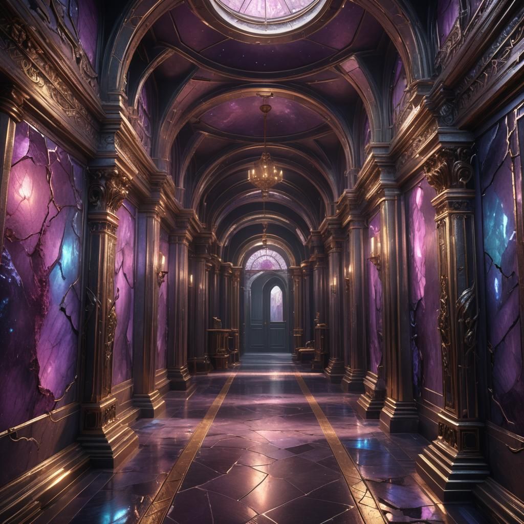 Fantastical Hallway in Deep Purple Hues