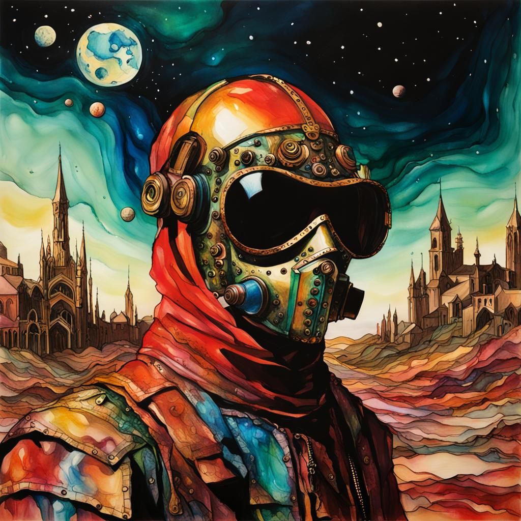 Ethereal Pre-Raphaelite Masquerade on Mars