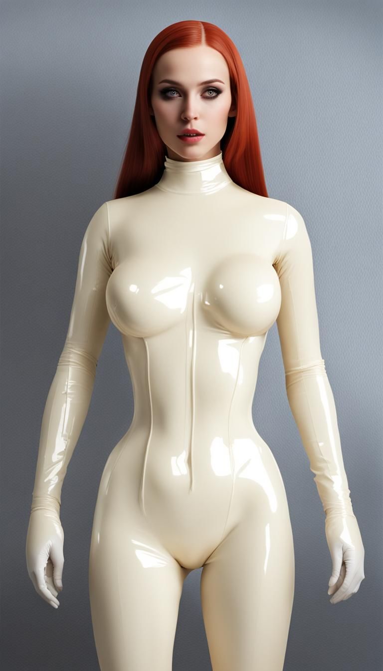AI supermodell,full rtotic body in latex