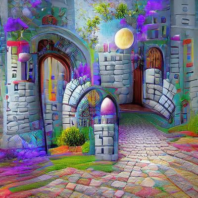 Ethereal Fantasy Castle in a Vibrant Medieval Aesthetic