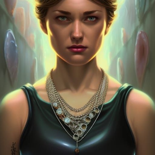 Hyperrealistic Portrait of Elegance in Triadic Colors