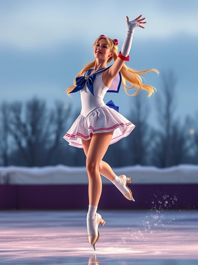 Sailor Moon in Elegant Ice Dance Pose