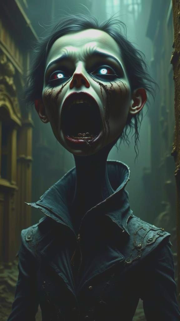 Surreal Portrait in Dark Fantasy Style with Double Exposure