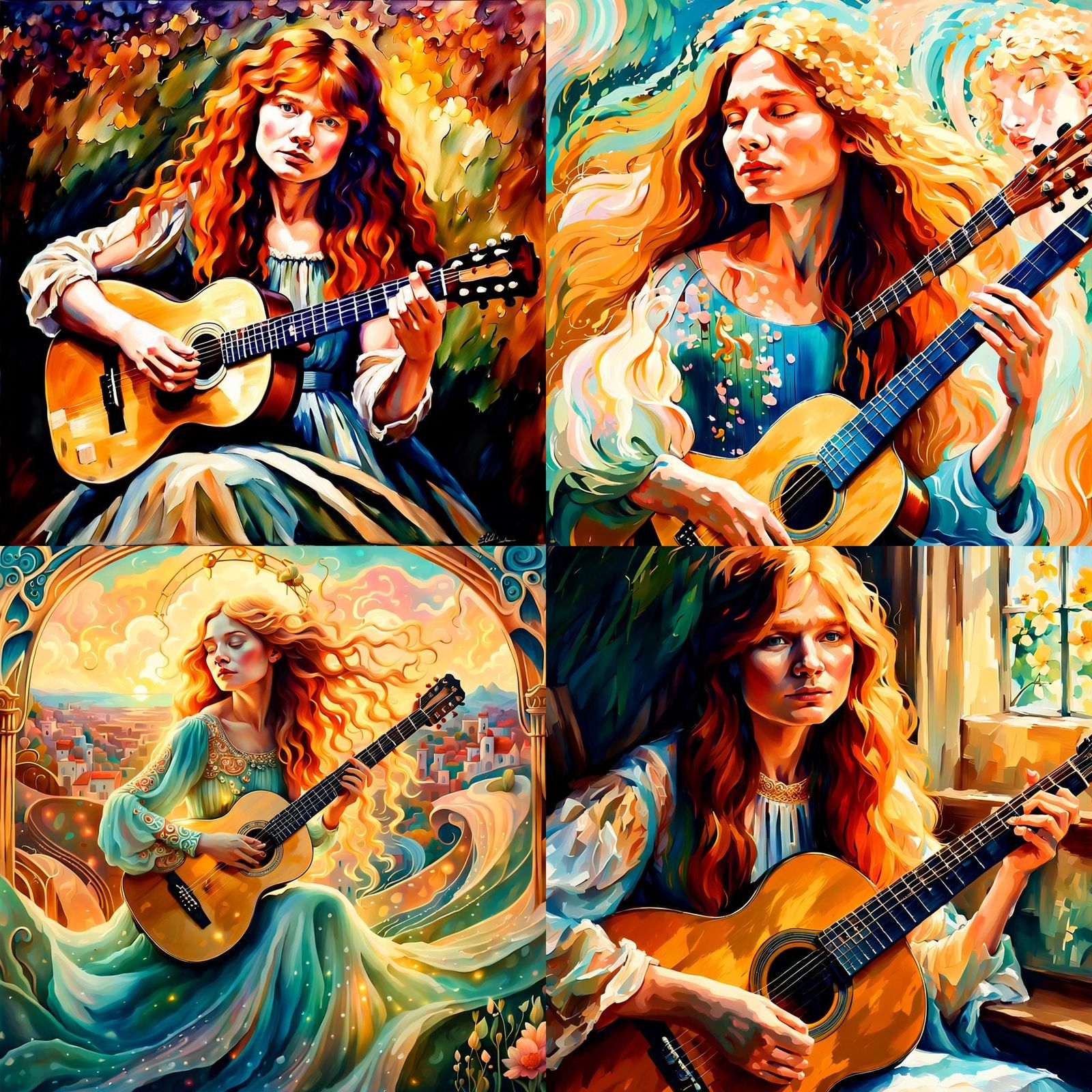 Feminine Rockstar with Long Hair and Elegant Dress