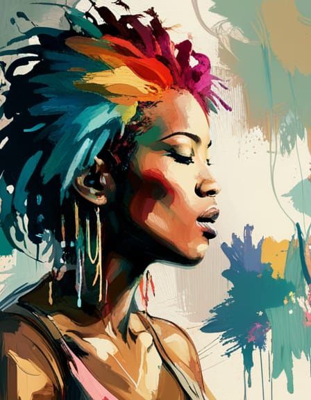 African Woman Singing, Fauvism Digital Portrait