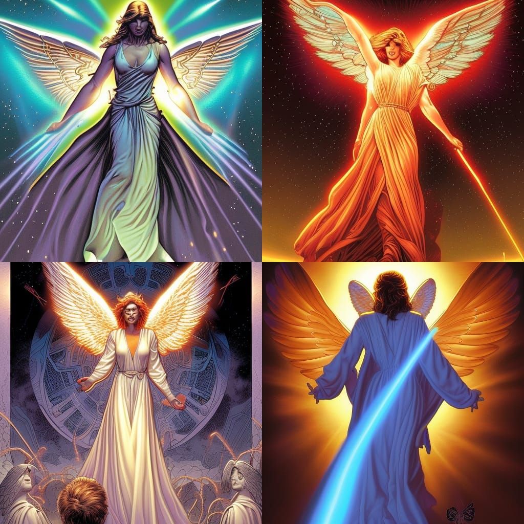 Ethereal Angel in Vibrant Comic Book Style