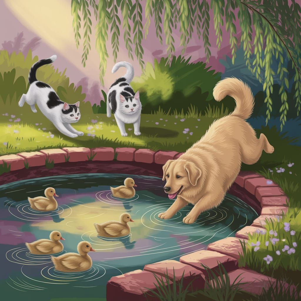 Daisy and Friends in Pastel Landscape