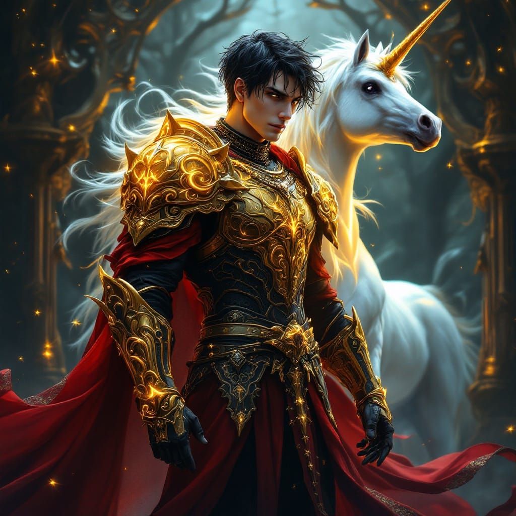 Majestic Goth Warrior in Yellow Metal Armor