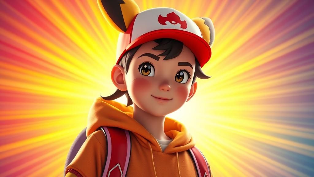 Enchanting Pokémon Trainer in Vibrant Pixar-Inspired Digital...