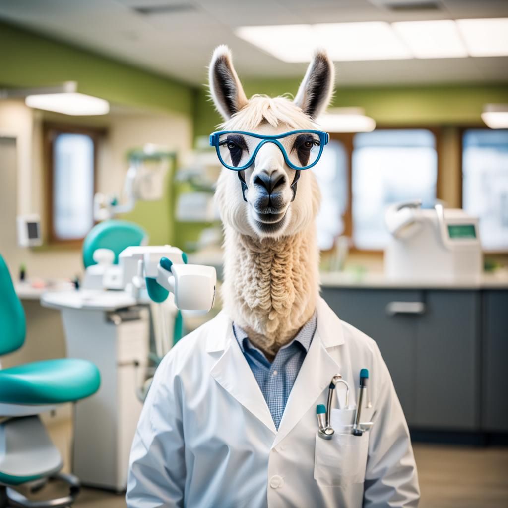Llama Examining Dentist in Professional Dental Clinic