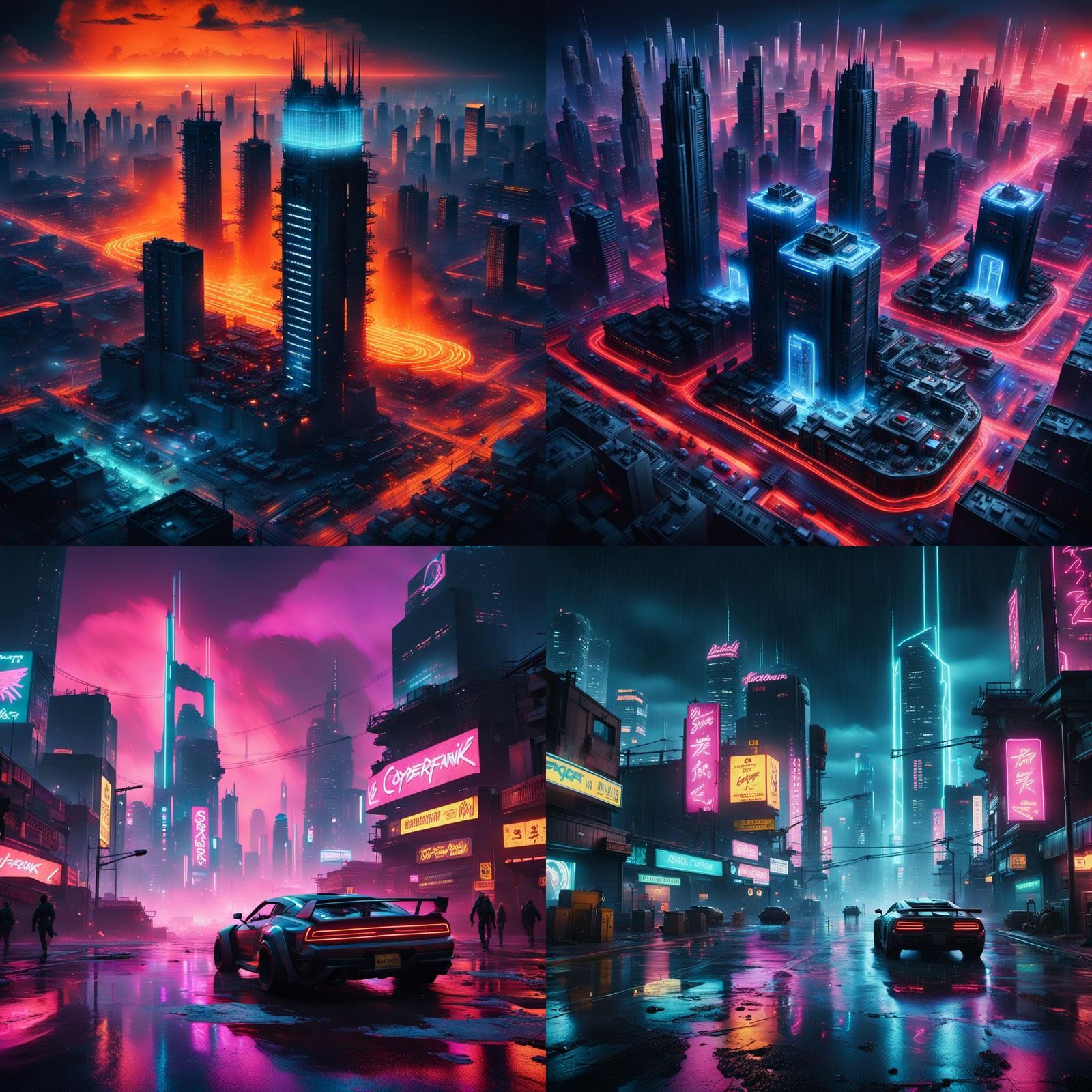 Dystopian Apocalypse in Neon-Lit Cyberpunk Style