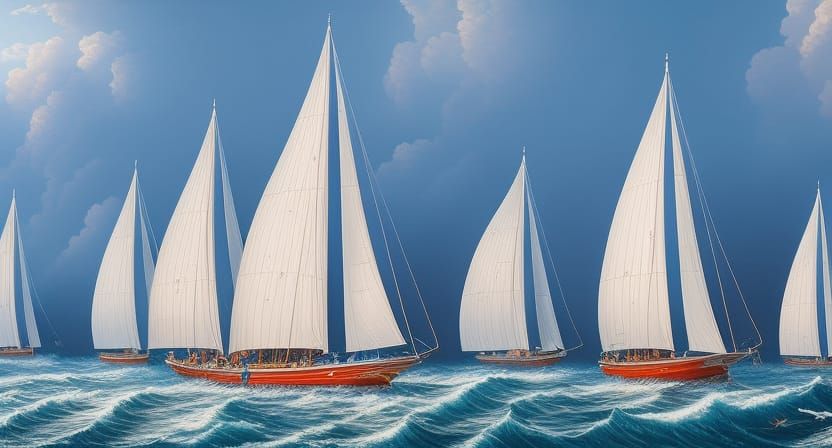 Sailing Boat on the Sea in Maritime Style