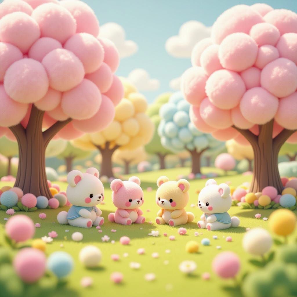 Fluffy Pom Pom World Inspired by Children's Animation