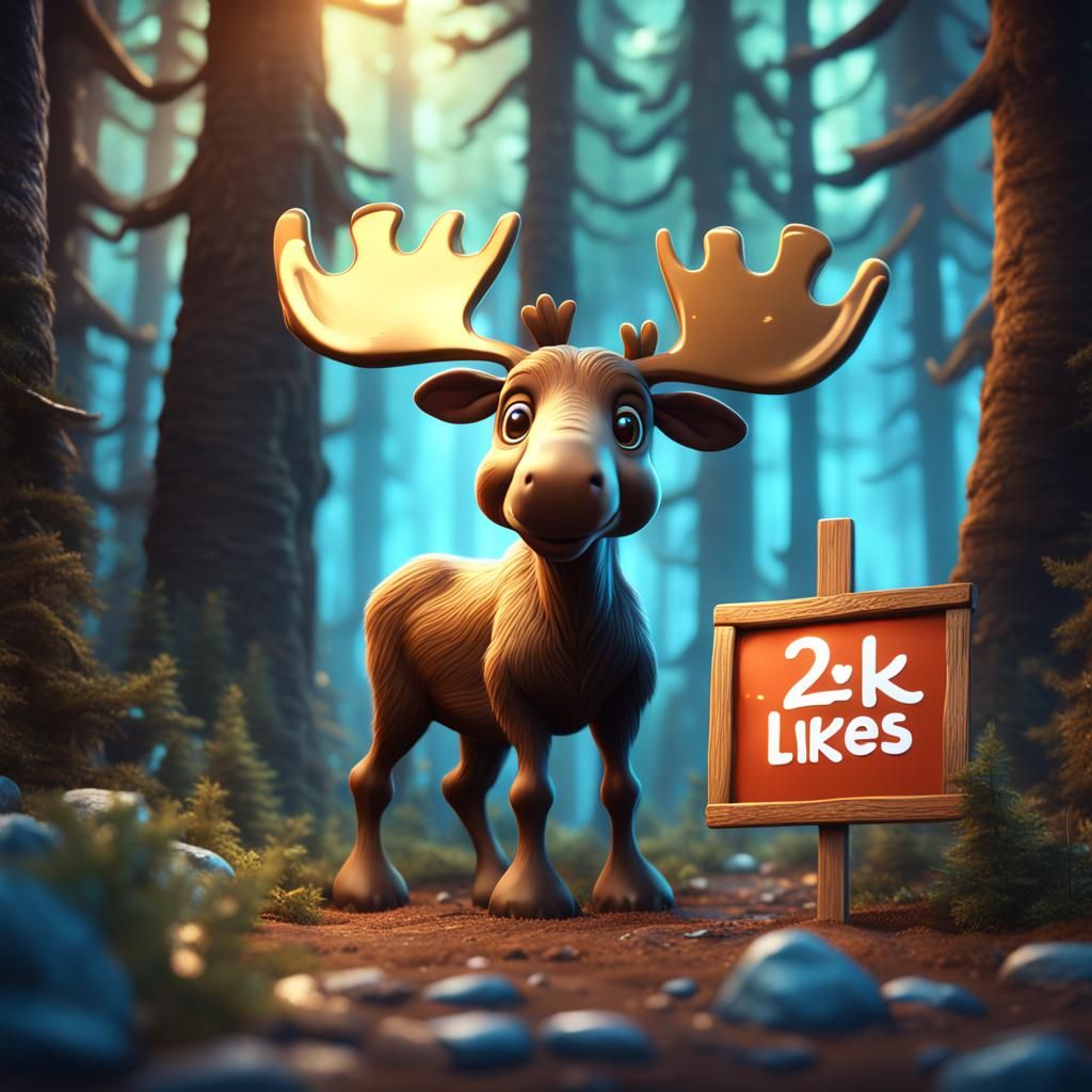 Fantastical Baby Moose in Dreamy Matte Painting