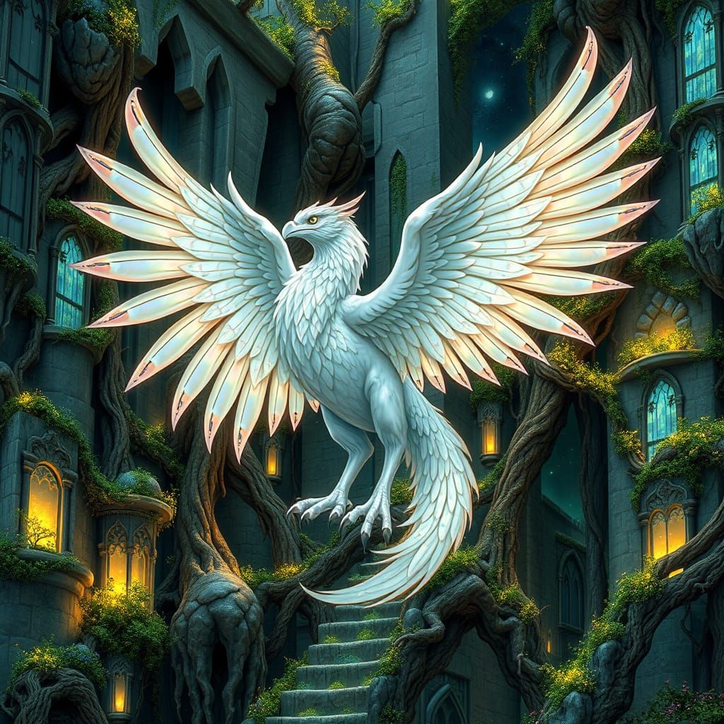 Majestic Griffin in Harmony with Living Castle
