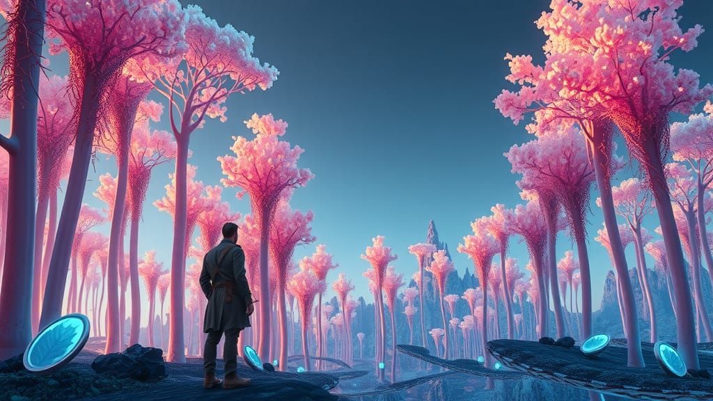 Man Discovers Mysterious, Iridescent Forest in a Distant, Dr...