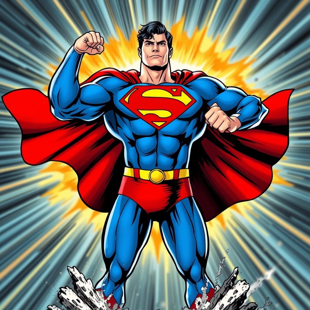 Superman in Classic Comic Book Style