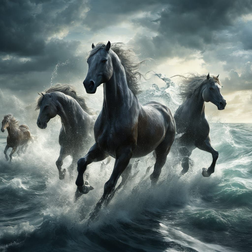 Water Horses Emerge in Epic Digital Painting