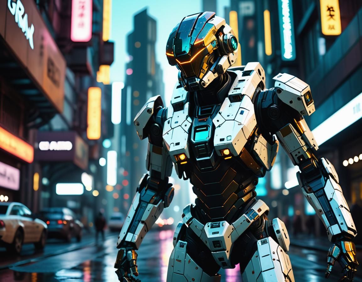 Epic Futuristic Femme in Cyberpunk Metropolis