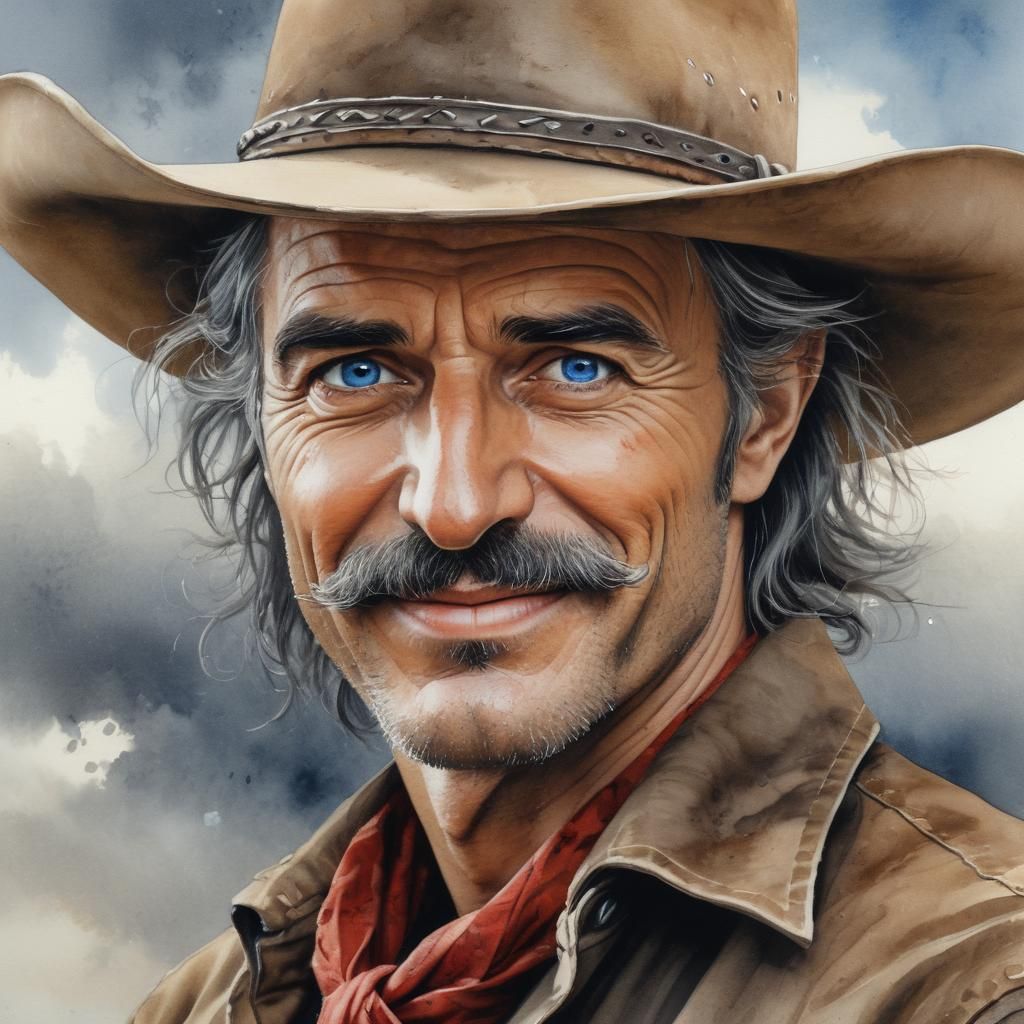 Darkly Fantastical Portrait in Impressionist Watercolor