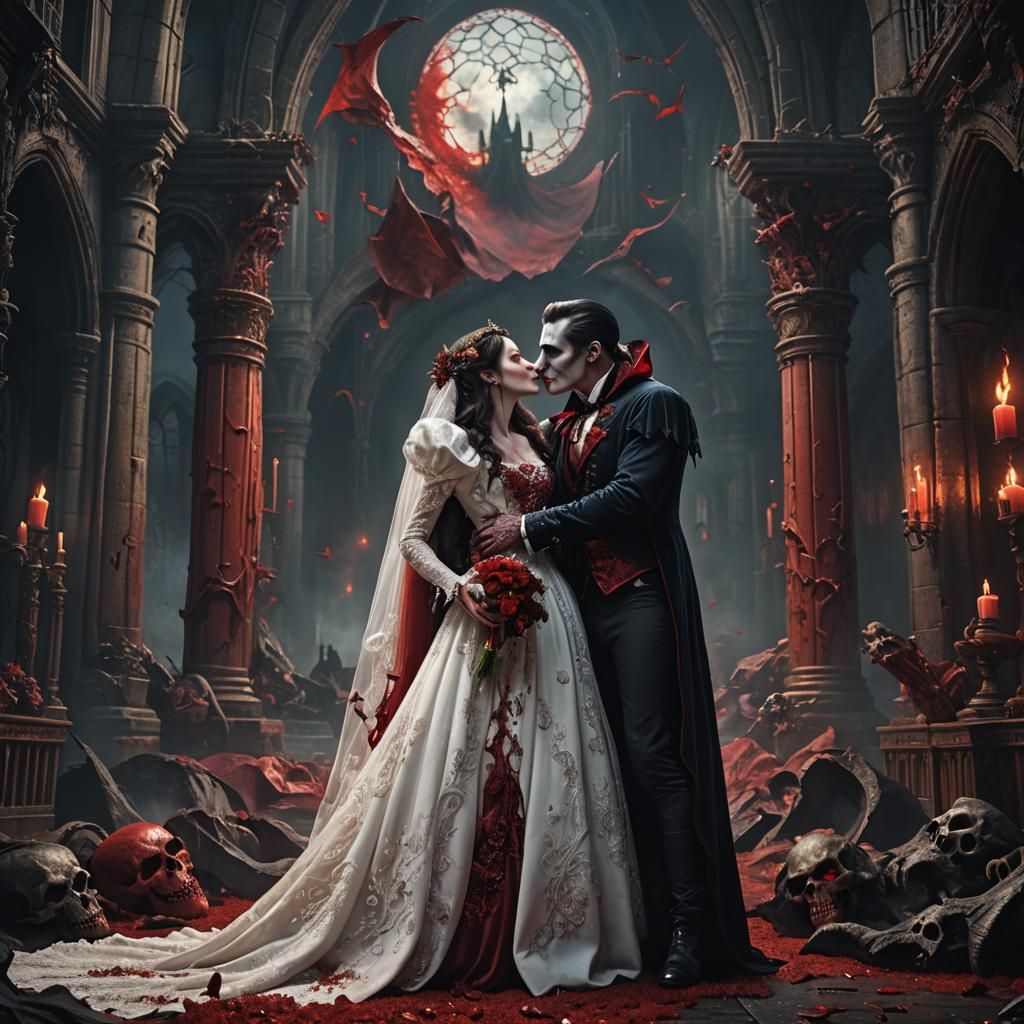Eternal Dracula Couple in a Romantic, Fantastical Wedding Ki...