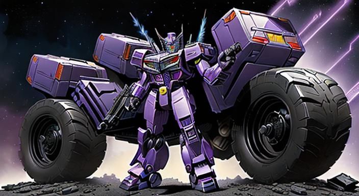 Transformers Shockwave, Full Body, Cyberpunk Comic Book Art