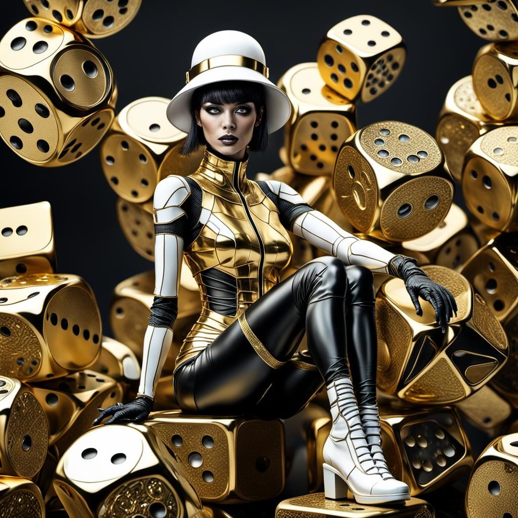 Golden Cyberpunk Goddess of Chance