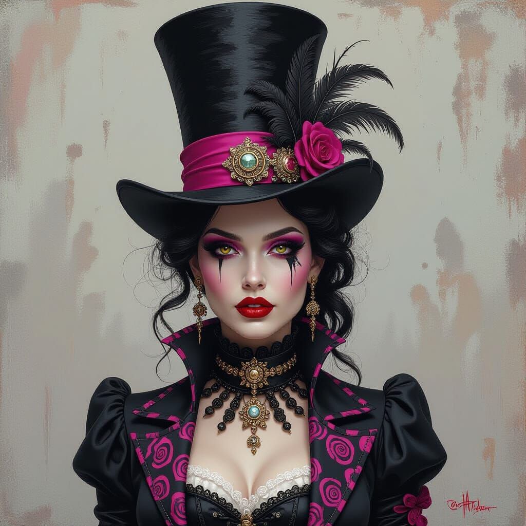 Post-impressionist oil painting, Gust@v Kl'mt, ornate decora...