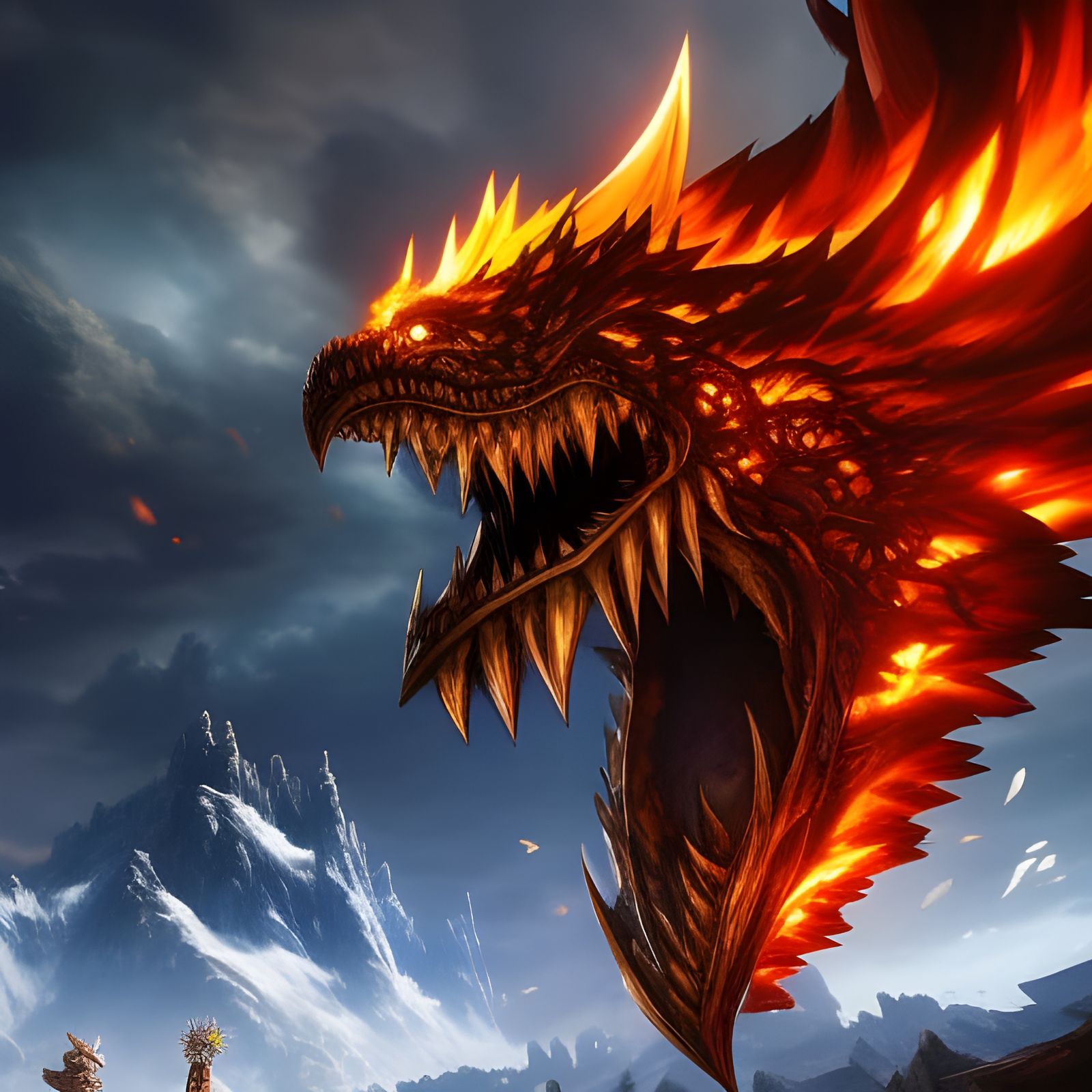 Surreal Fire Elemental of the Frozen Tundra in Hyperrealisti...