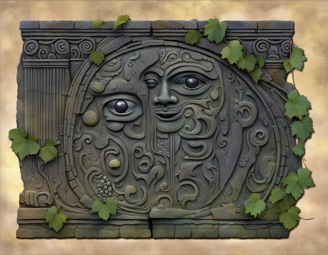 Glowing Moon God Carved on Iridescent Stone