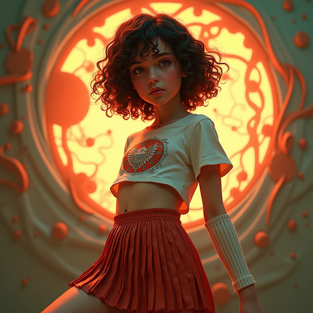 Young Girl in Vibrant Art Nouveau Portrait