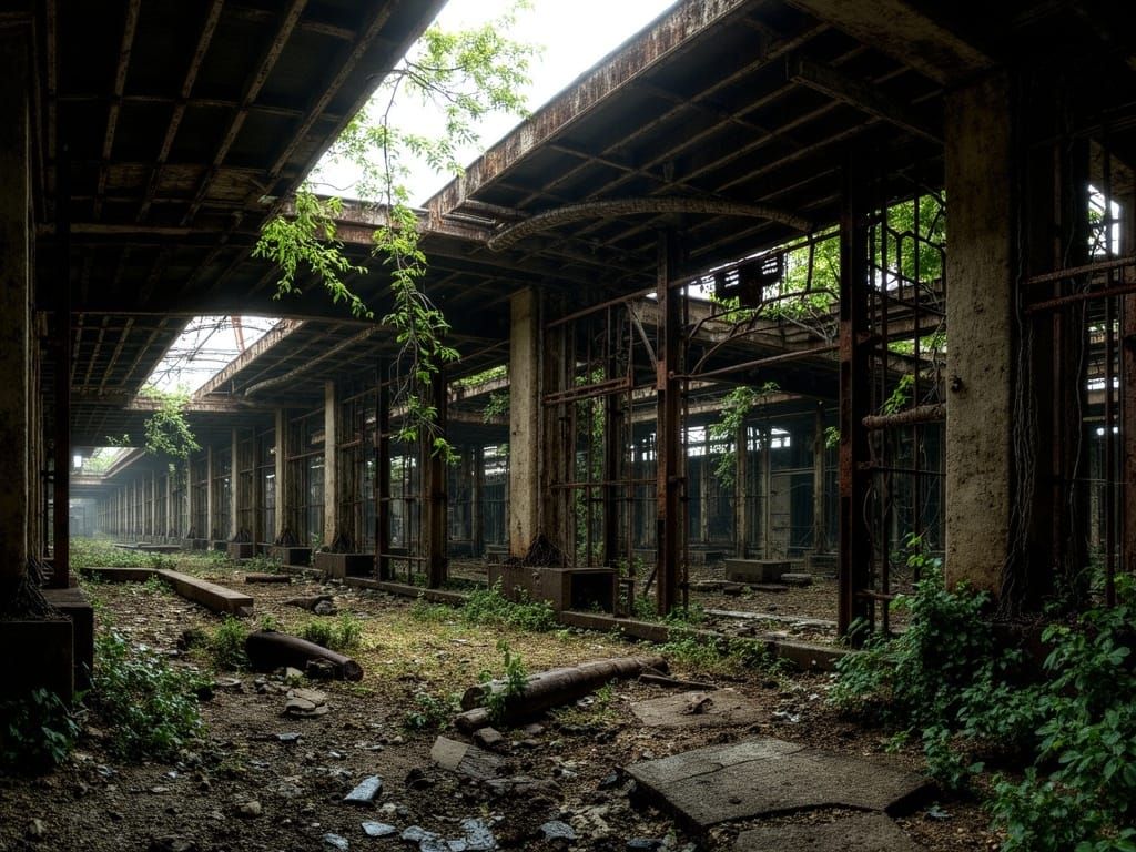 Abandoned Transrapid Train Station at Twilight, Reclaimed by...